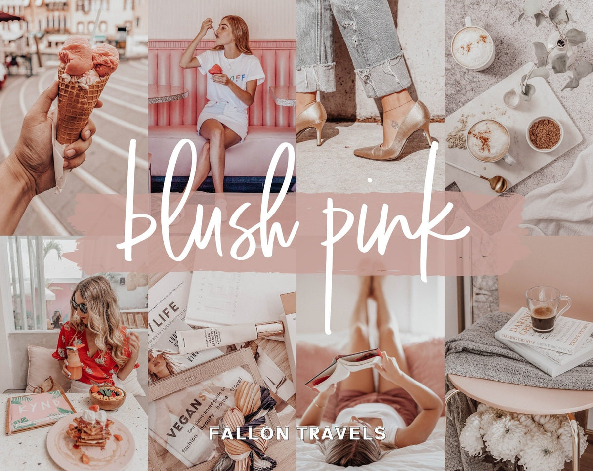 5 BLUSH Pink Mobile & Desktop Lightroom Presets, Photo Editing Filter for Instagram Influencer, Airy Pink Tones, Bright Preset for Bloggers