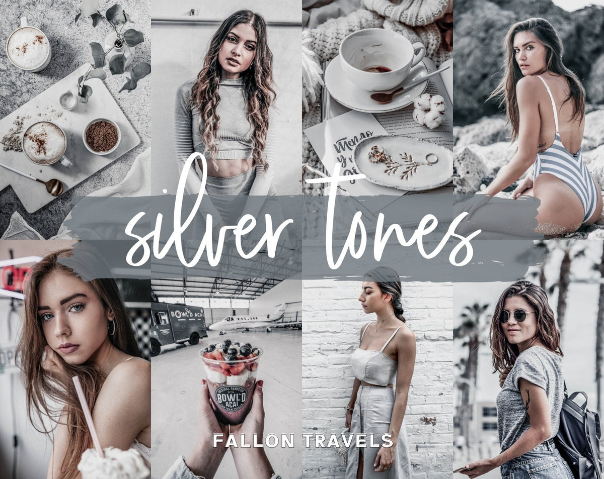 5 Silver Mobile Lightroom Presets & Desktop, Minimal Grey Photo Editing Filter for Instagram Influencer, Lifestyle Preset for Bloggers