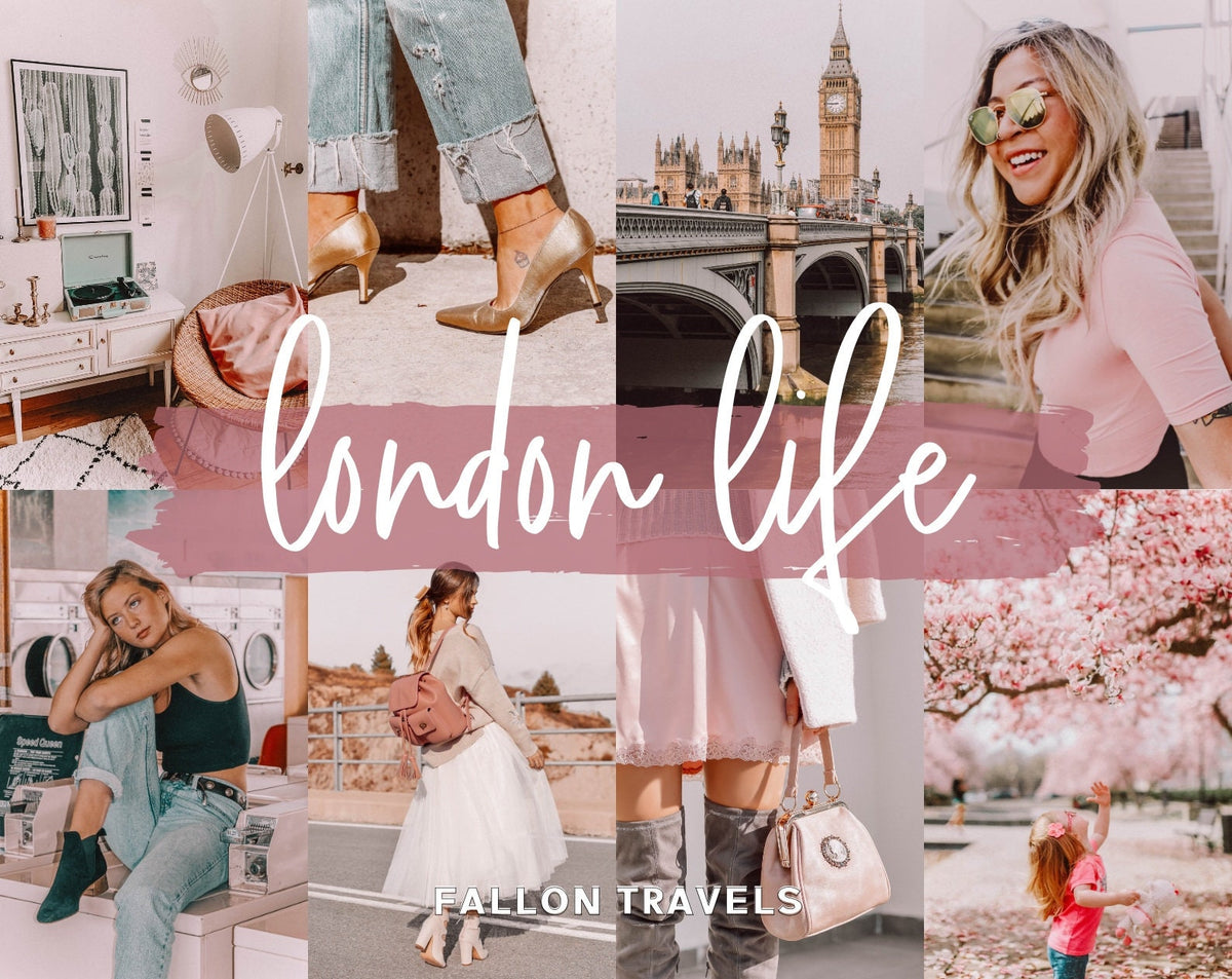 5 London Mobile Lightroom Presets & Desktop, Pink Europe Travel Photo Editing Filter for Instagram, Pastel Preset for Influencer Bloggers