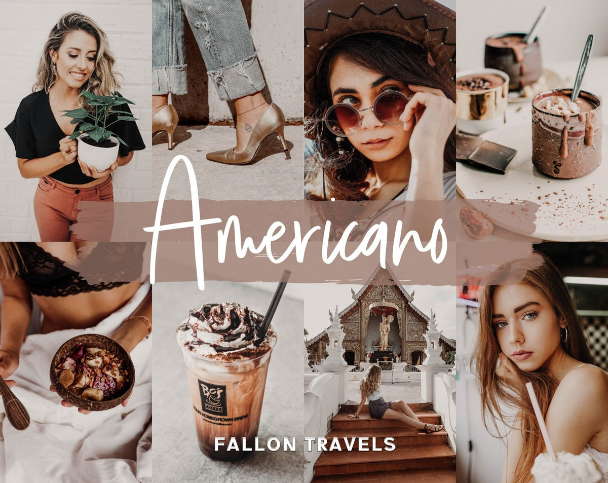 5 Mobile & Desktop Lightroom Presets AMERICANO, Coffee Photo Filter for Instagram Blogger, Travel Lifestyle Preset for Influencers