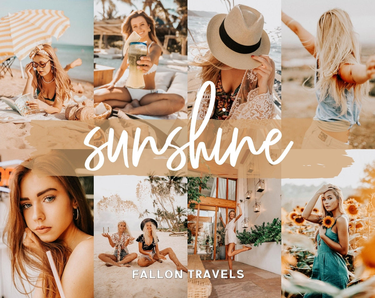 5 Sunshine Mobile Lightroom Presets & Desktop, Warm Sunlight Photo Editing Filter for Instagram, Golden Summer Preset for Influencer Blogger