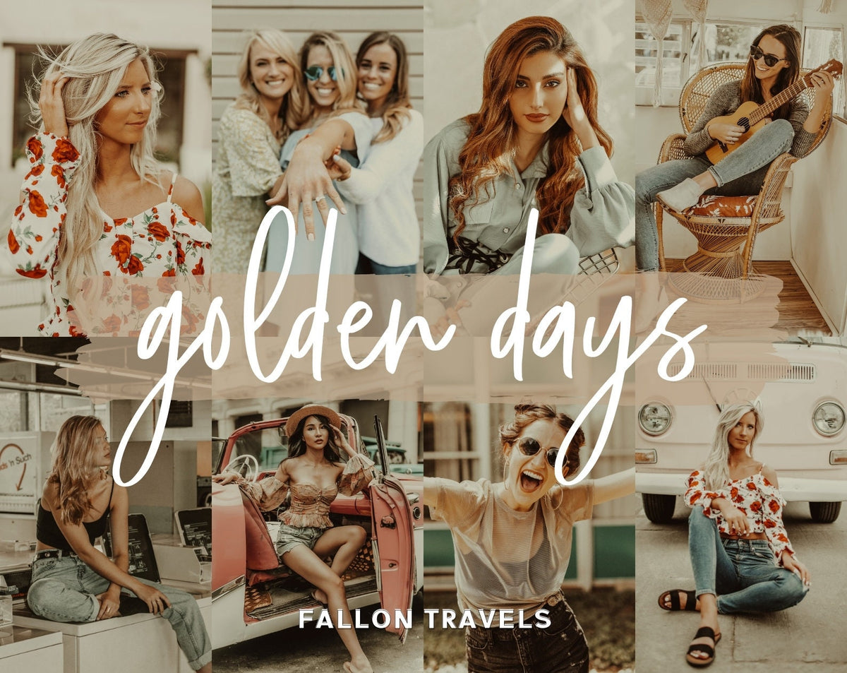 5 Golden Hour Lightroom Mobile & Desktop Presets, Warm Honey Photo Filter for Instagram Blogger, Vintage Lifestyle Portrait Preset