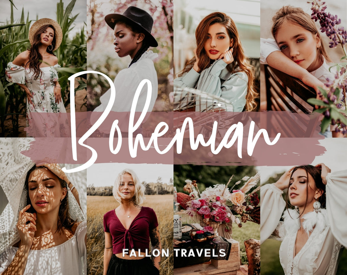 5 Bohemian Lightroom Mobile & Desktop Presets, Rich Moody Tones Pink Photo Filter for Instagram, Rustic Boho Vintage Blogger Preset