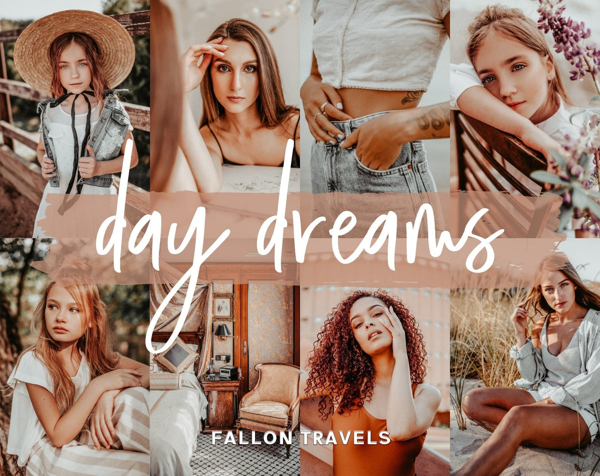 5 Day Dreams Lightroom Mobile & Desktop Presets, Warm Beige Clean Tones Outdoor Photo Editing Filter, Bright Instagram Selfie for Bloggers