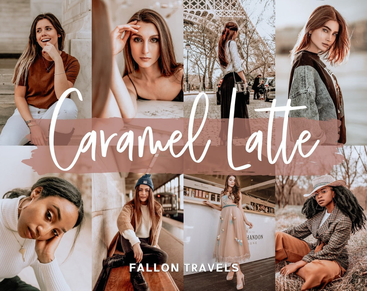 5 Caramel Latte Lightroom Mobile & Desktop Presets, Warm Brown Coffee Photo Filter for Cafe Mood Instagram, Beige Tones Blogger Preset