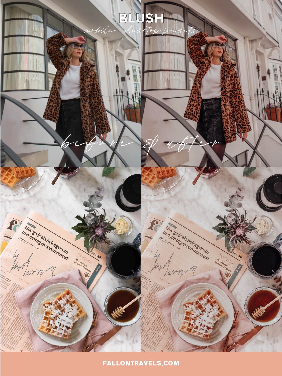 5 BLUSH Pink Mobile & Desktop Lightroom Presets, Photo Editing Filter for Instagram Influencer, Airy Pink Tones, Bright Preset for Bloggers