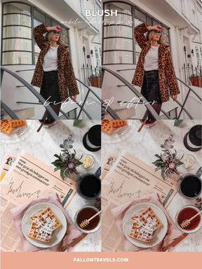 5 BLUSH Pink Mobile & Desktop Lightroom Presets, Photo Editing Filter for Instagram Influencer, Airy Pink Tones, Bright Preset for Bloggers