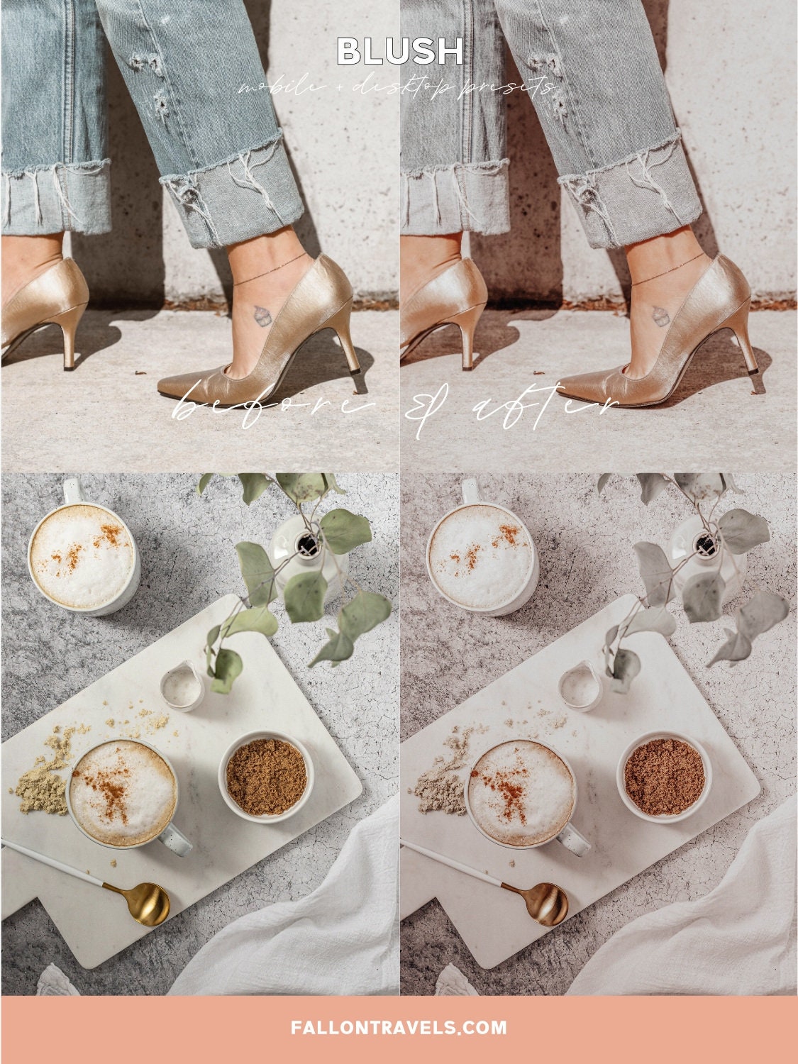 5 BLUSH Pink Mobile & Desktop Lightroom Presets, Photo Editing Filter for Instagram Influencer, Airy Pink Tones, Bright Preset for Bloggers