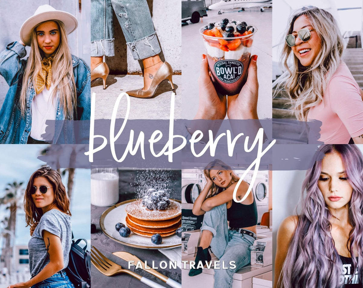5 Blueberry Desktop & Mobile Lightroom Presets, Cool Tones Photo Editing Filter for Instagram Bloggers, Blue Clean Preset for Influencers