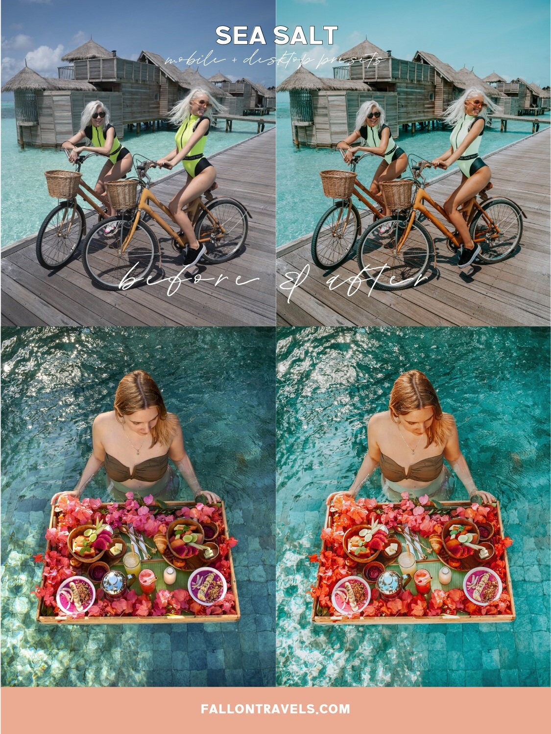 5 Mobile & Desktop Lightroom Presets Sea Salt, Blue Ocean iPhone Photo Filter for Instagram, Turquoise Summer Preset for Travel Bloggers