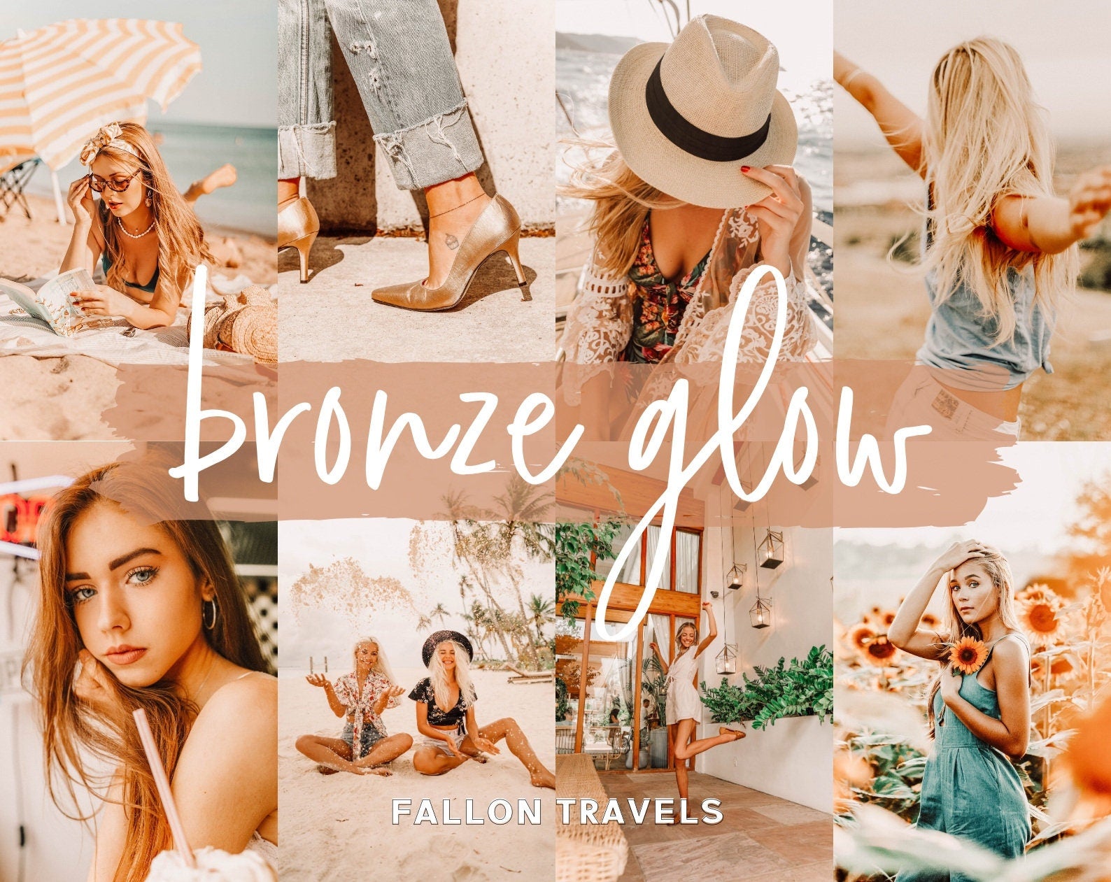 5 Mobile & Desktop Lightroom Presets Bronze Glow, Warm Pink Tones Photo Editing Filter for Instagram, Trendy Fashion Preset for Bloggers