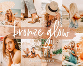 5 Mobile & Desktop Lightroom Presets Bronze Glow, Warm Pink Tones Photo Editing Filter for Instagram, Trendy Fashion Preset for Bloggers