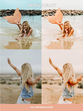 5 Mobile & Desktop Lightroom Presets Bronze Glow, Warm Pink Tones Photo Editing Filter for Instagram, Trendy Fashion Preset for Bloggers