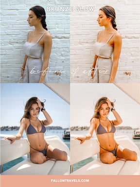 5 Mobile & Desktop Lightroom Presets Bronze Glow, Warm Pink Tones Photo Editing Filter for Instagram, Trendy Fashion Preset for Bloggers