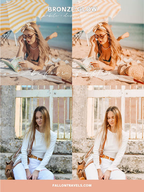 5 Mobile & Desktop Lightroom Presets Bronze Glow, Warm Pink Tones Photo Editing Filter for Instagram, Trendy Fashion Preset for Bloggers