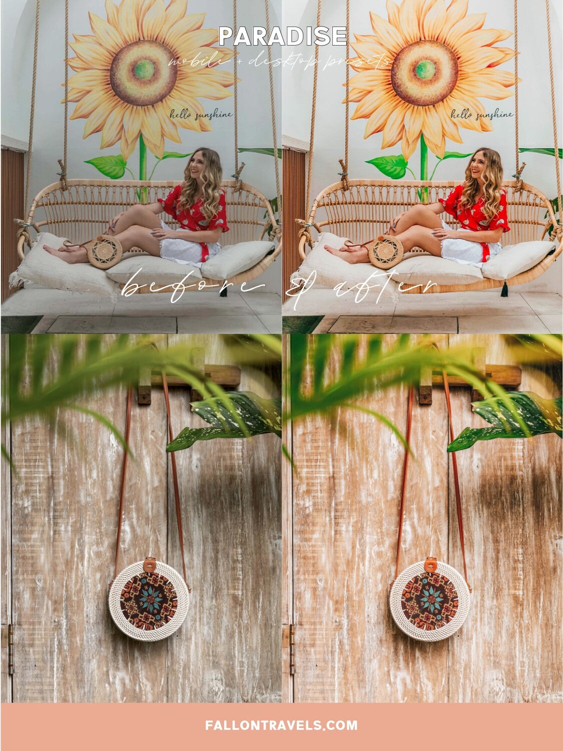 5 Paradise Desktop & Mobile Lightroom Presets, Beach Photo Editing Filter for Instagram Blogger, Bright Summer Travel Influencer Preset