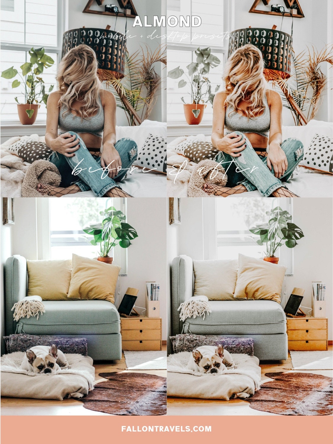 5 Almond Mobile & Desktop Lightroom Presets, Beige Photo Filter for Instagram, Creamy Milk Brown Lifestyle Preset for Influencers