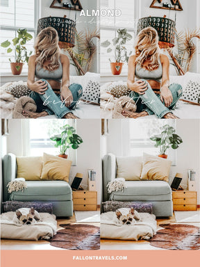 5 Almond Mobile & Desktop Lightroom Presets, Beige Photo Filter for Instagram, Creamy Milk Brown Lifestyle Preset for Influencers