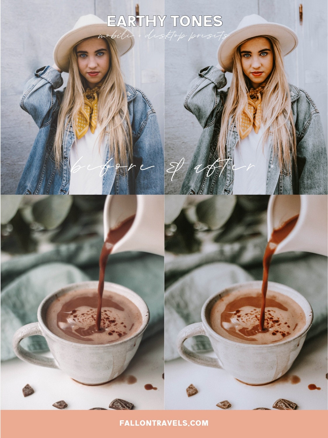 5 Earthy Tones Lightroom Mobile Presets & Desktop, Natural Photo Editing Filter for Travel Instagram Influencer, Outdoor Preset for Bloggers