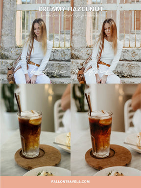 5 Mobile & Desktop Lightroom Presets Creamy Hazelnut, Warm Brown Photo Editing Presets for Instagram, Cappuccino Coffee Blog Presets