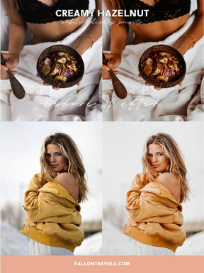 5 Mobile & Desktop Lightroom Presets Creamy Hazelnut, Warm Brown Photo Editing Presets for Instagram, Cappuccino Coffee Blog Presets