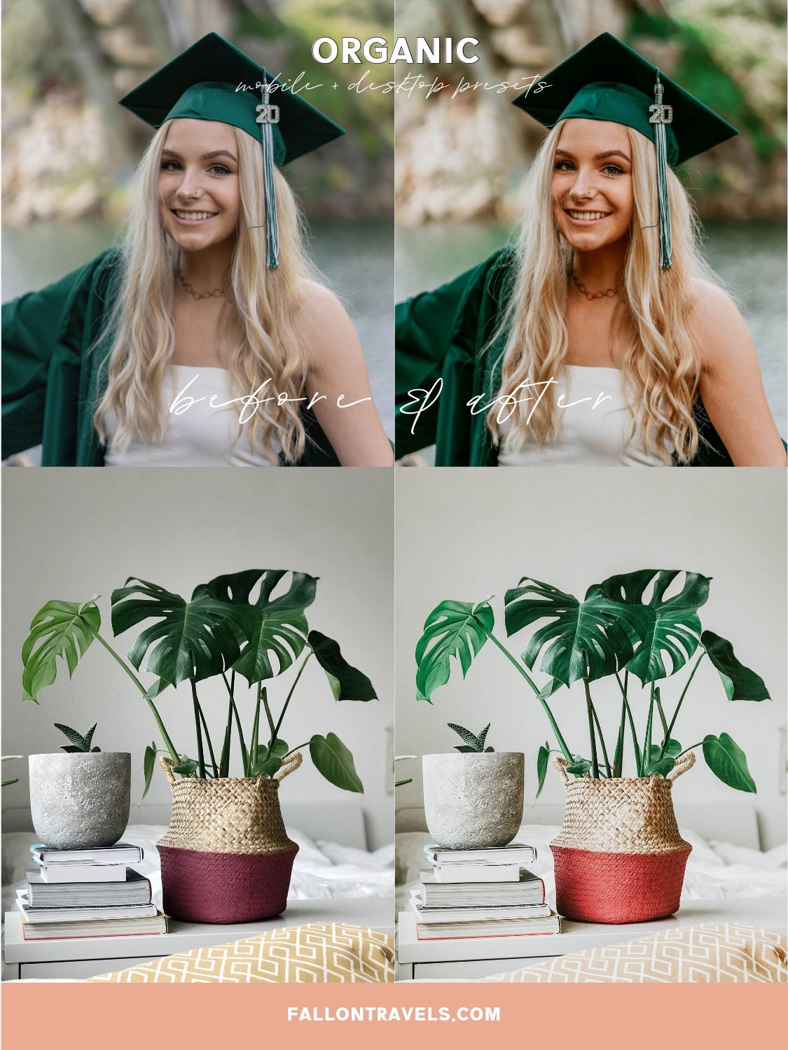 5 Mobile & Desktop Lightroom Presets Organic, Soft Natural Photo Editing Filter for Instagram Influencer, Green Travel Preset for Bloggers