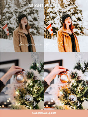 5 Bright Winter Lightroom Mobile & Desktop Presets, Christmas Snow Photo Editing Filter for Holiday, Instagram Blogger Snowy Preset