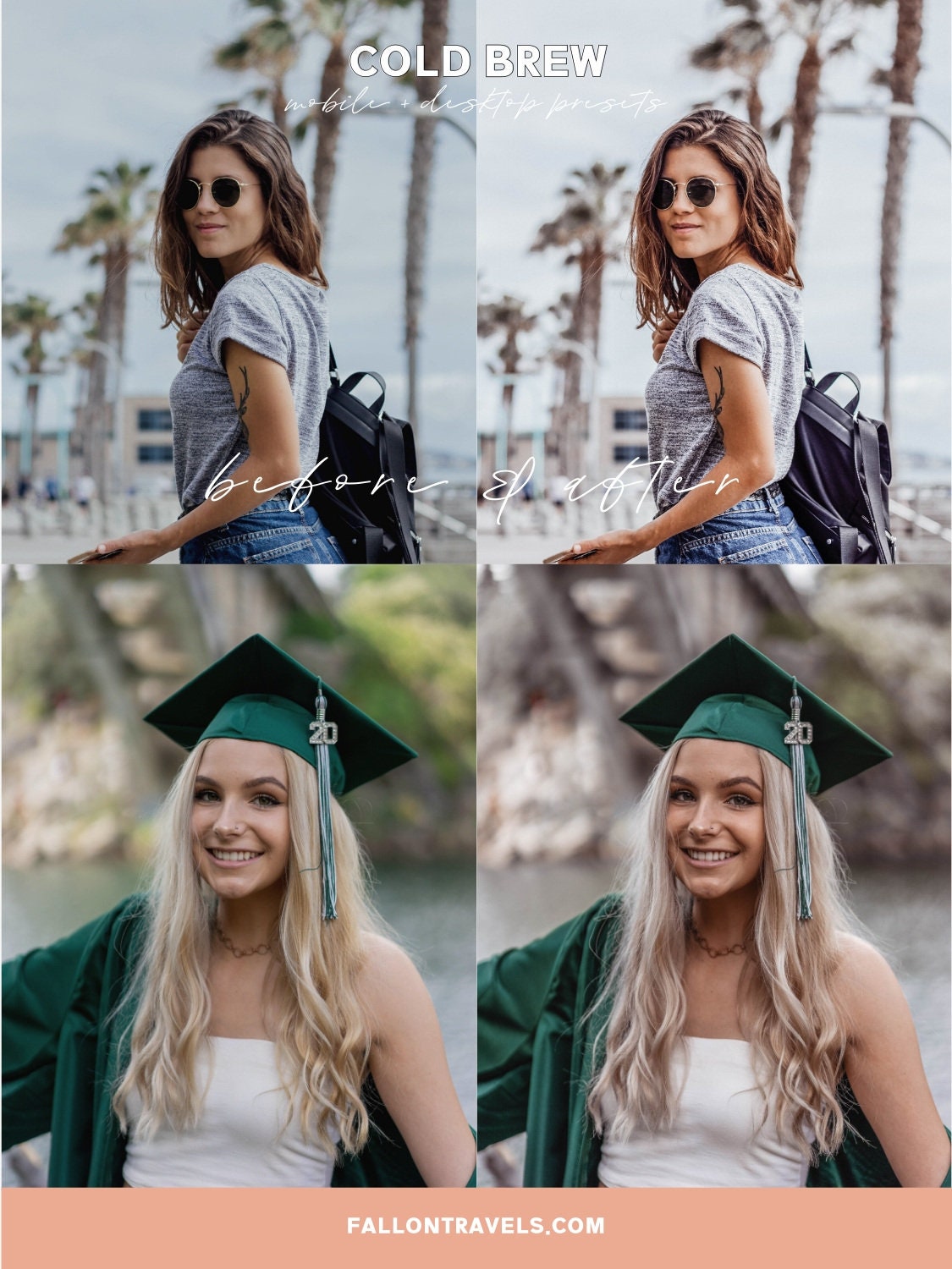 5 Cold Brew Lightroom Mobile & Desktop Presets, Cool Tones Photo Editing Filter for Instagram Bloggers, Clean Preset for Fashion Influencers