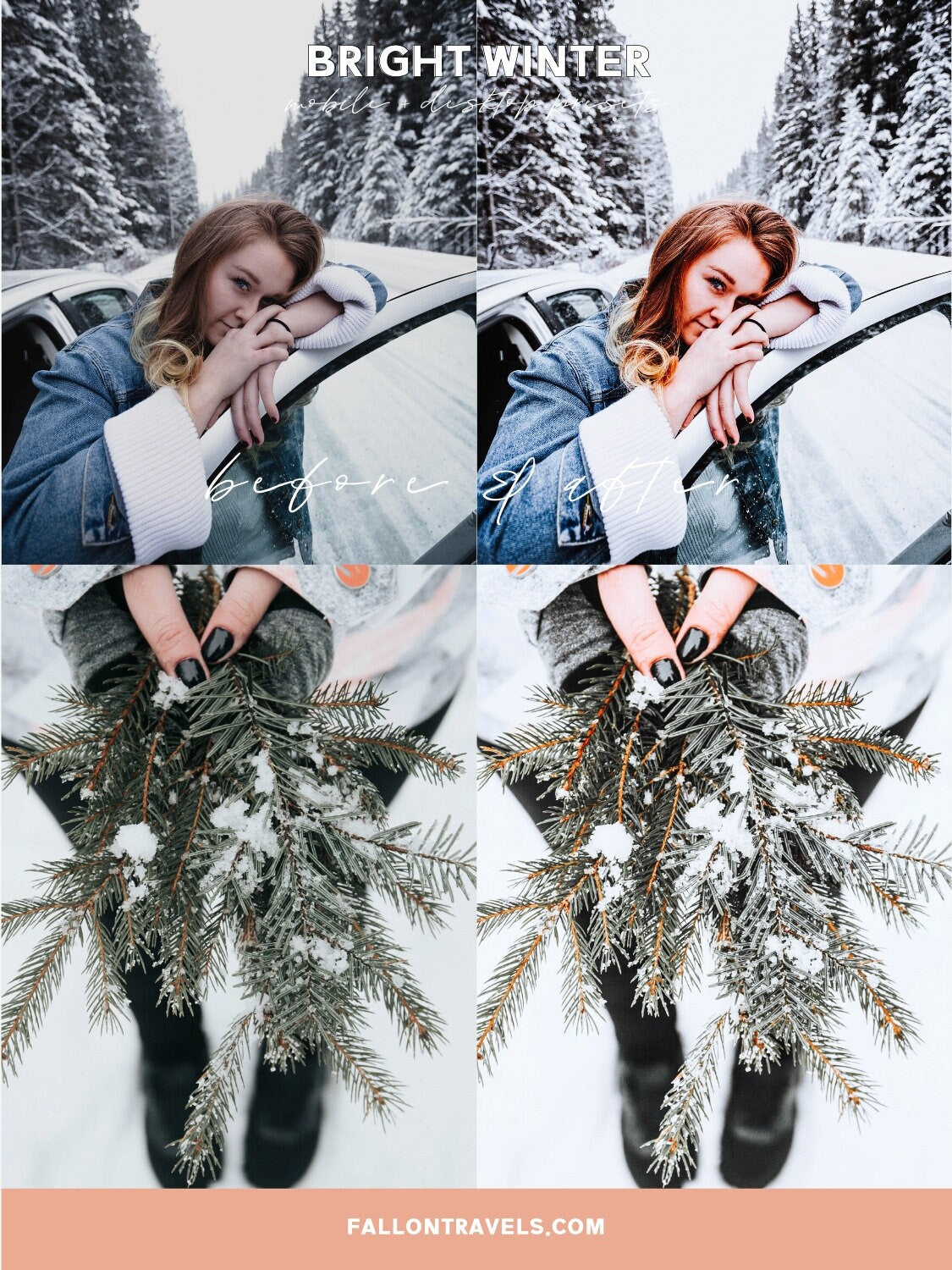 5 Bright Winter Lightroom Mobile & Desktop Presets, Christmas Snow Photo Editing Filter for Holiday, Instagram Blogger Snowy Preset