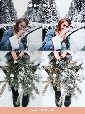 5 Bright Winter Lightroom Mobile & Desktop Presets, Christmas Snow Photo Editing Filter for Holiday, Instagram Blogger Snowy Preset