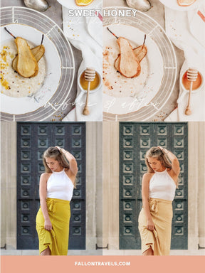 5 Mobile & Desktop Lightroom Presets Honey, Warm Airy Photo Editing Filter for Instagram Influencer, Travel Blogger Preset for Summer
