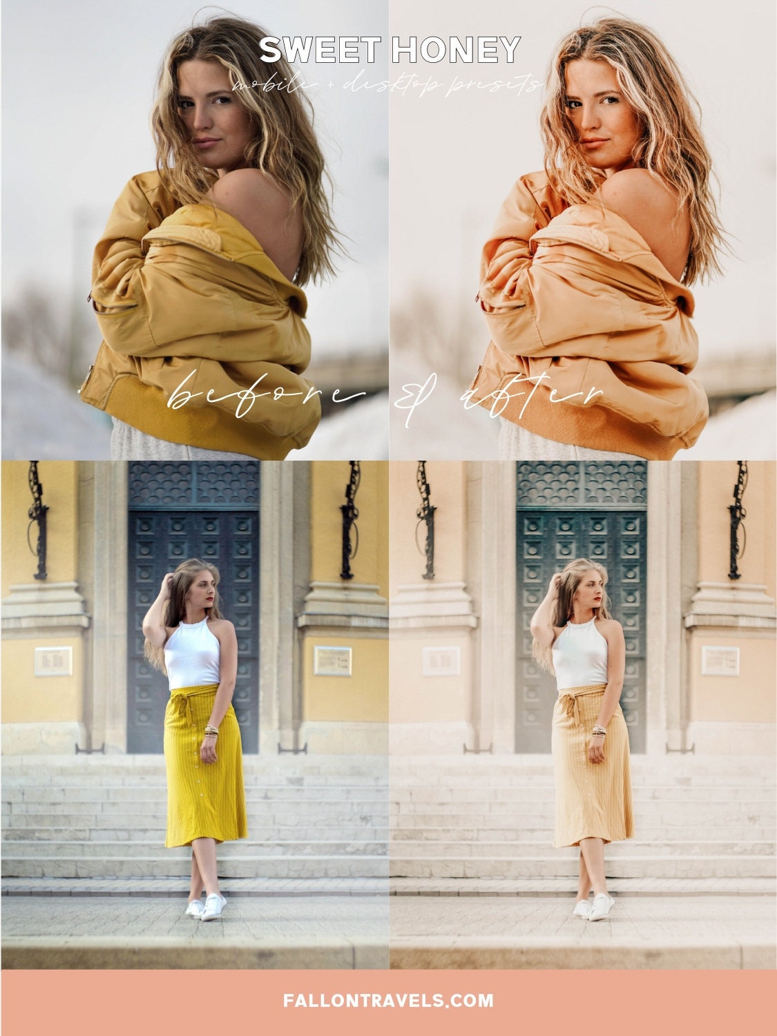 5 Mobile & Desktop Lightroom Presets Honey, Warm Airy Photo Editing Filter for Instagram Influencer, Travel Blogger Preset for Summer