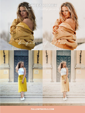 5 Mobile & Desktop Lightroom Presets Honey, Warm Airy Photo Editing Filter for Instagram Influencer, Travel Blogger Preset for Summer