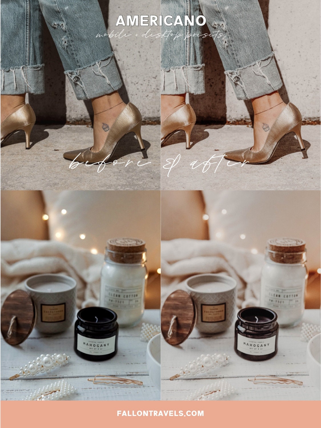 5 Mobile & Desktop Lightroom Presets AMERICANO, Coffee Photo Filter for Instagram Blogger, Travel Lifestyle Preset for Influencers