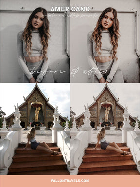 5 Mobile & Desktop Lightroom Presets AMERICANO, Coffee Photo Filter for Instagram Blogger, Travel Lifestyle Preset for Influencers