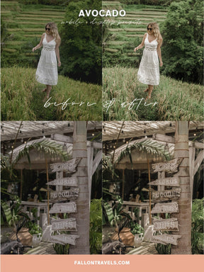 5 Mobile & Desktop Lightroom Presets Avocado, Tropical Travel Preset for Instagram Influencer, Summer Bali Preset for Bloggers