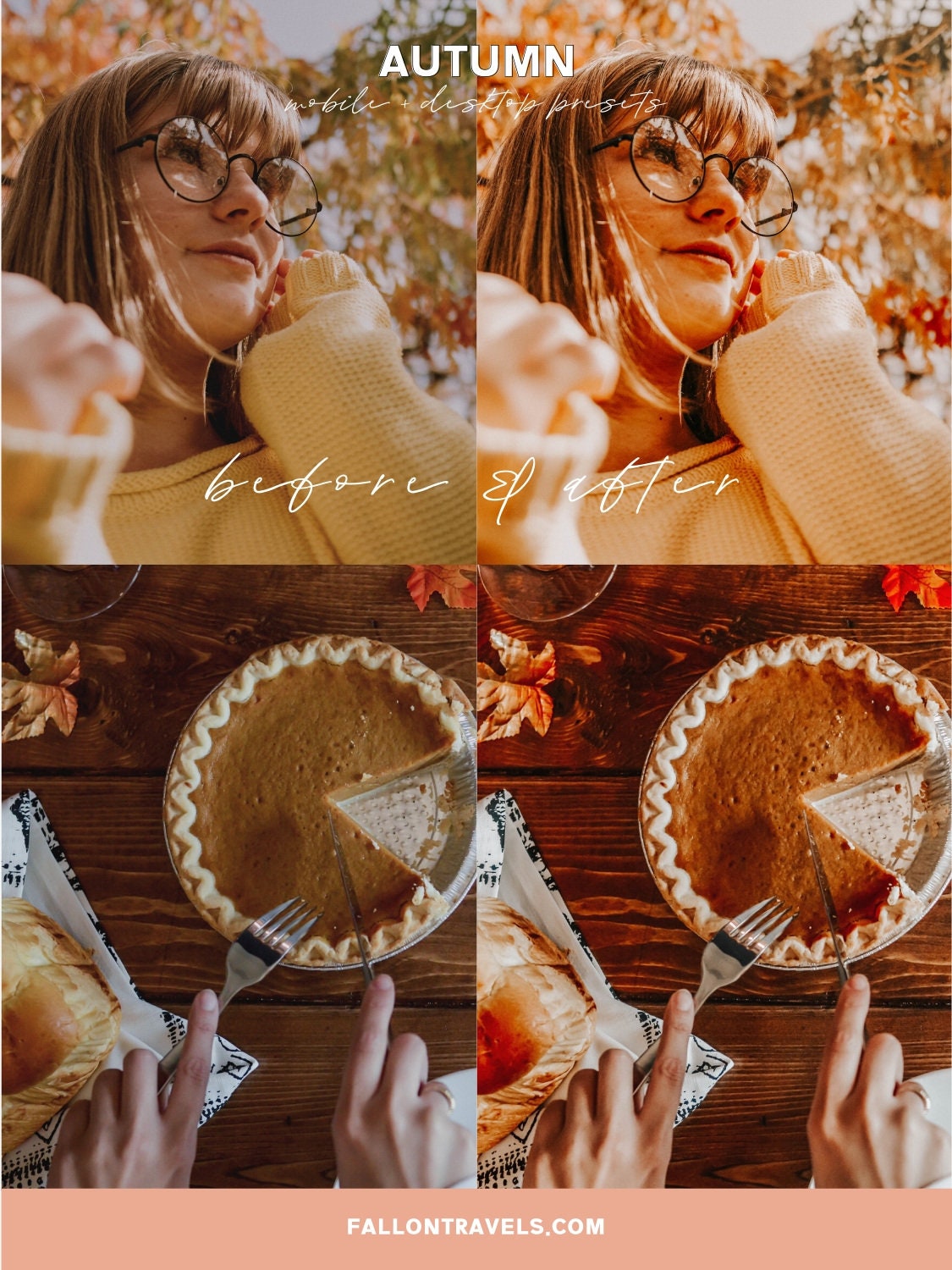 5 Autumn Lightroom Mobile & Desktop Presets, Warm Red Tones Fall Photo Editing Filter for Instagram, Holiday Outdoor Blogger Preset