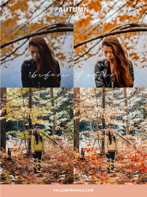 5 Autumn Lightroom Mobile & Desktop Presets, Warm Red Tones Fall Photo Editing Filter for Instagram, Holiday Outdoor Blogger Preset