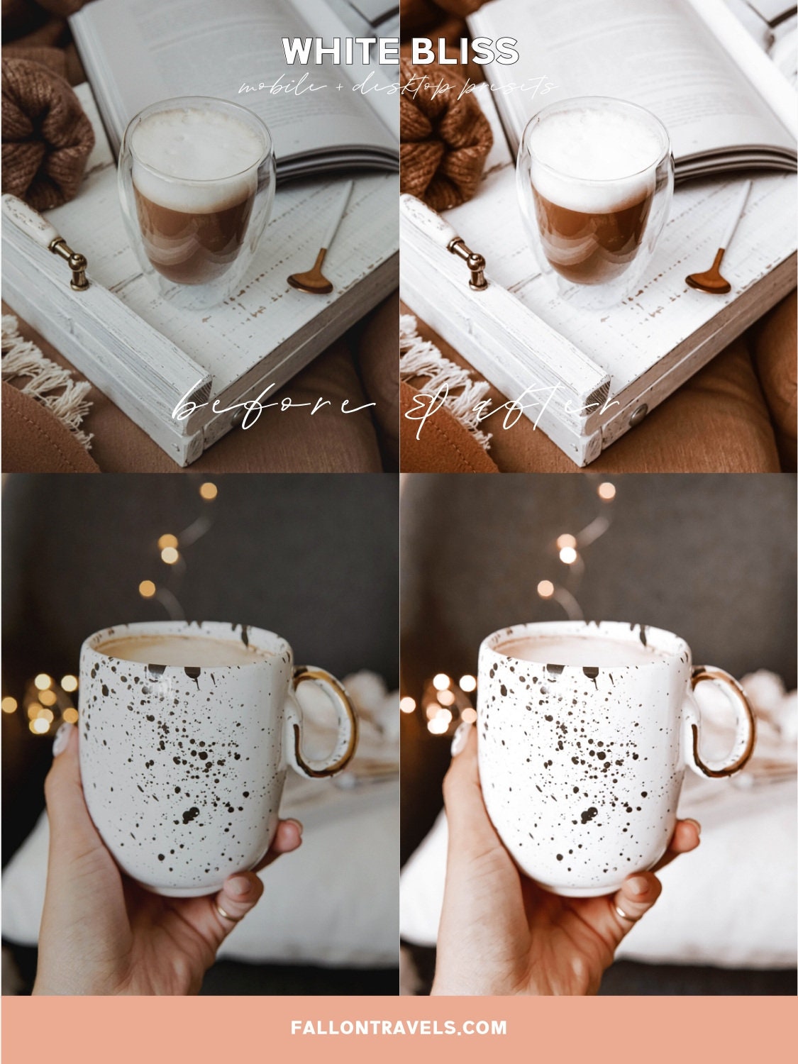 5 White Mobile & Desktop Lightroom Preset, Bright Airy Photo Filter for Instagram Influencers, Light Clean VSCO iPhone Blogger Presets