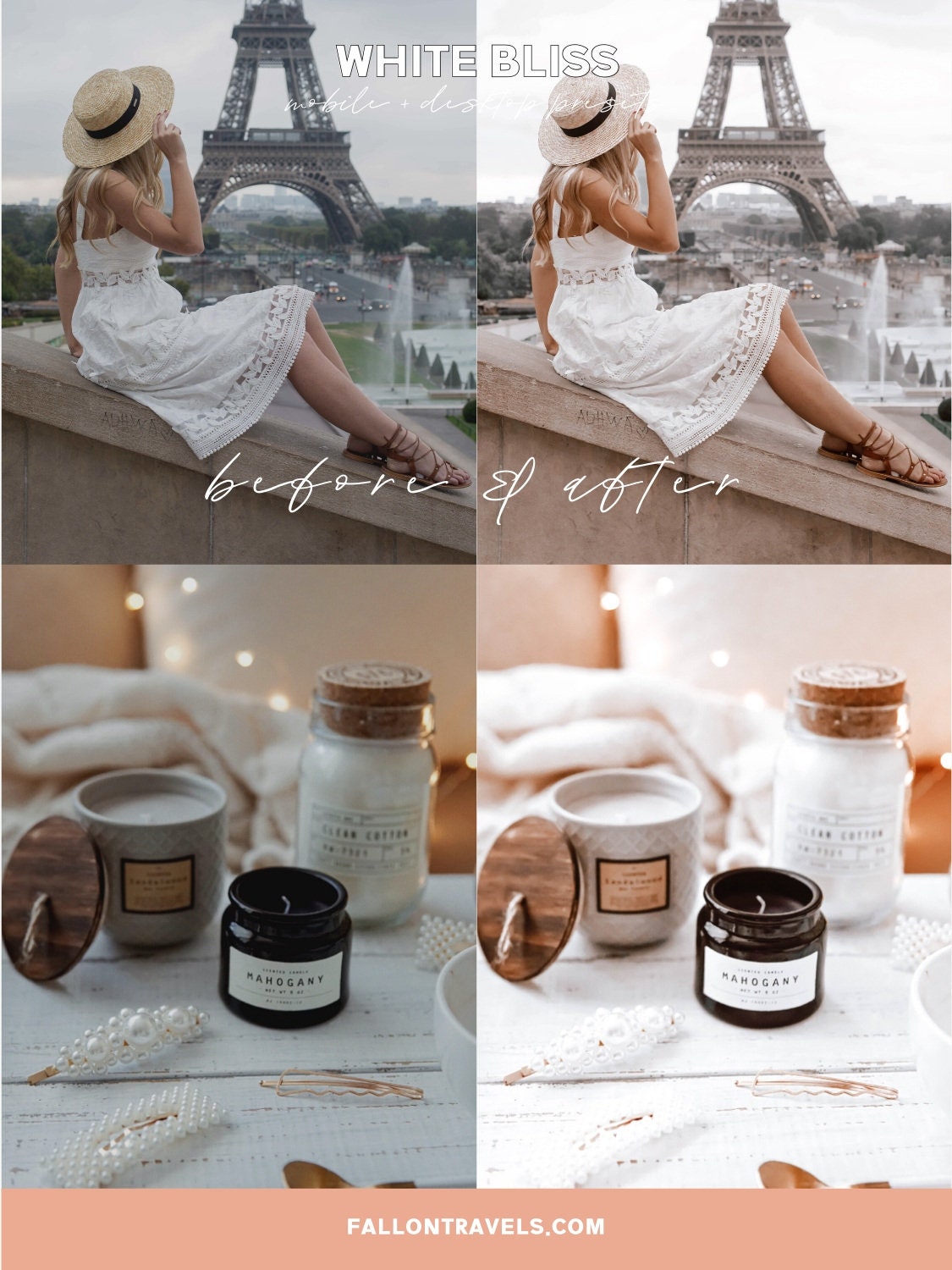 5 White Mobile & Desktop Lightroom Preset, Bright Airy Photo Filter for Instagram Influencers, Light Clean VSCO iPhone Blogger Presets