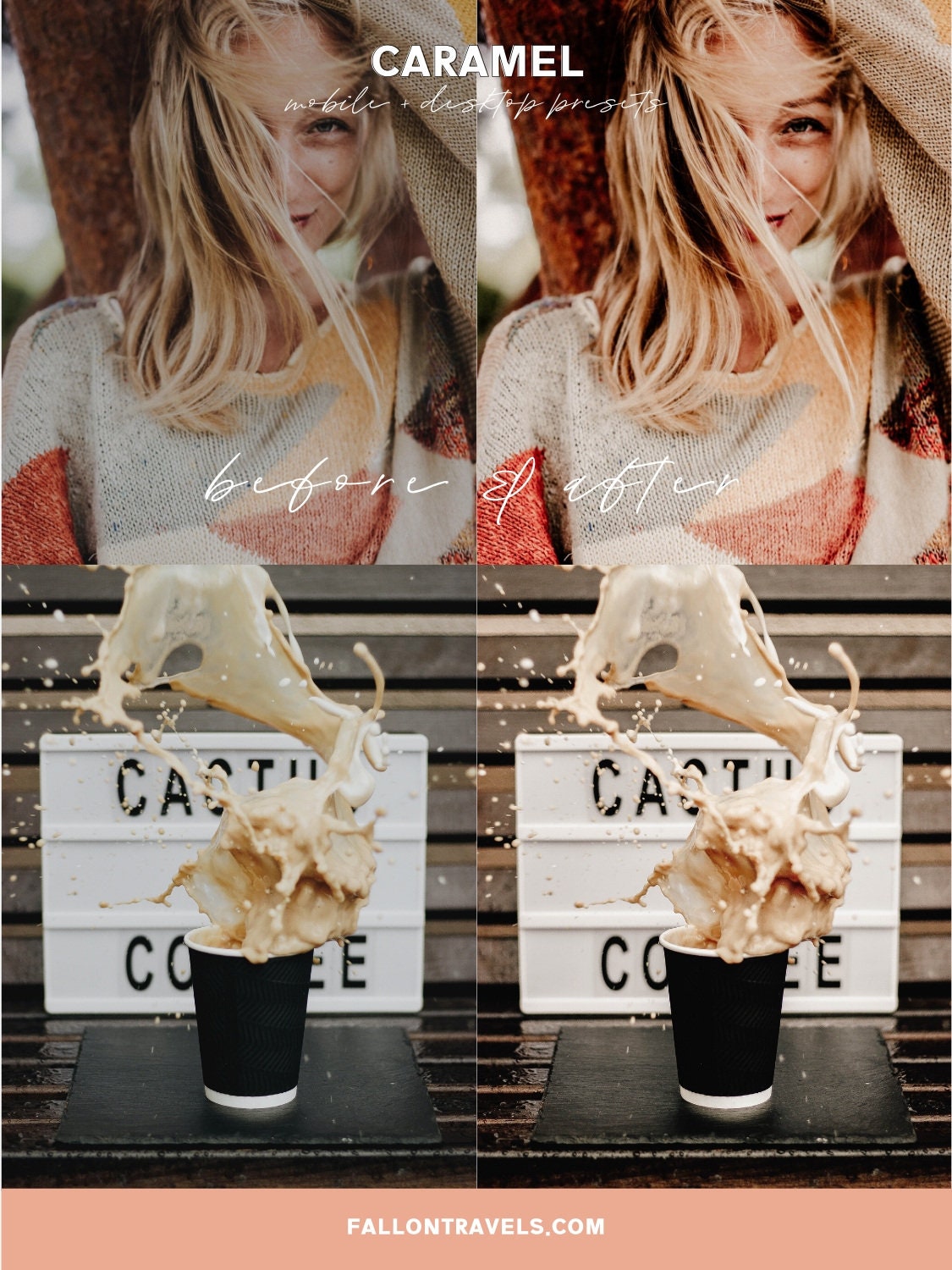 5 Mobile & Desktop Lightroom Presets Caramel, Moody Photo Editing Filter for Bloggers, Lifestyle Indoor Preset for Instagram Influencer