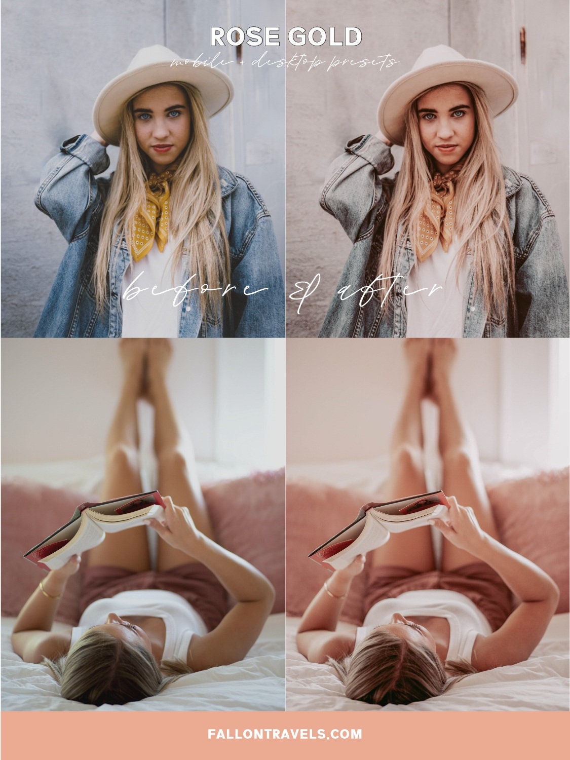 5 Rose Gold Mobile & Desktop Lightroom Presets, Pink Photo Editing Filter for Instagram Influencer, Preset for Lifestyle Bloggers