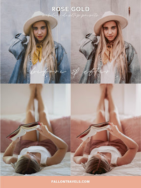 5 Rose Gold Mobile & Desktop Lightroom Presets, Pink Photo Editing Filter for Instagram Influencer, Preset for Lifestyle Bloggers