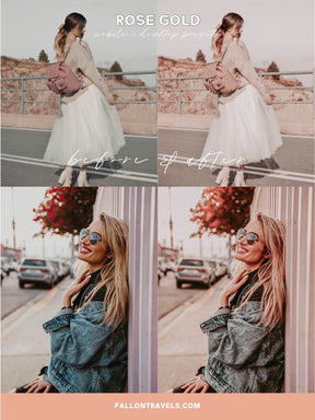 5 Rose Gold Mobile & Desktop Lightroom Presets, Pink Photo Editing Filter for Instagram Influencer, Preset for Lifestyle Bloggers