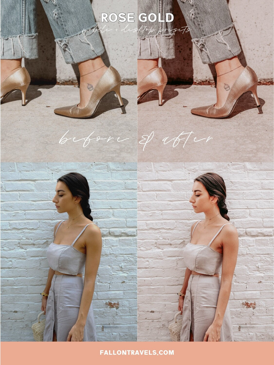 5 Rose Gold Mobile & Desktop Lightroom Presets, Pink Photo Editing Filter for Instagram Influencer, Preset for Lifestyle Bloggers