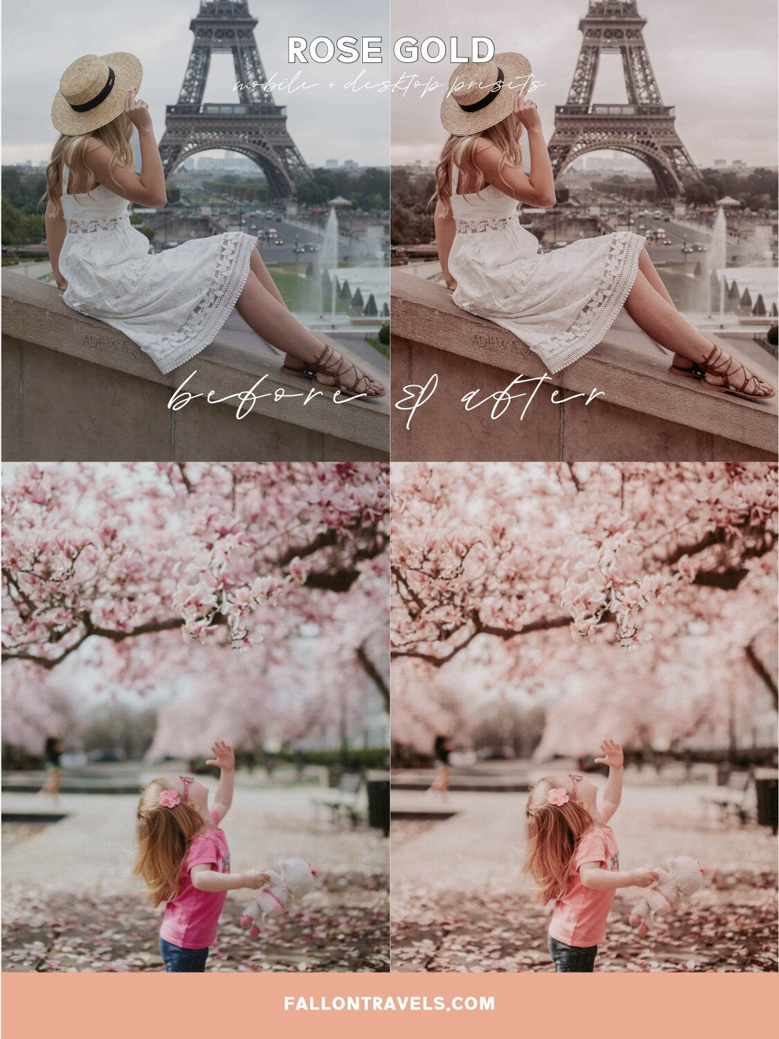 5 Rose Gold Mobile & Desktop Lightroom Presets, Pink Photo Editing Filter for Instagram Influencer, Preset for Lifestyle Bloggers