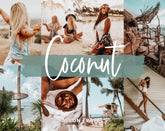 5 Coconut Lightroom Mobile & Desktop Presets, Beach Summer Photo Editing Filter for Instagram Travel, Tropical Influencer Preset