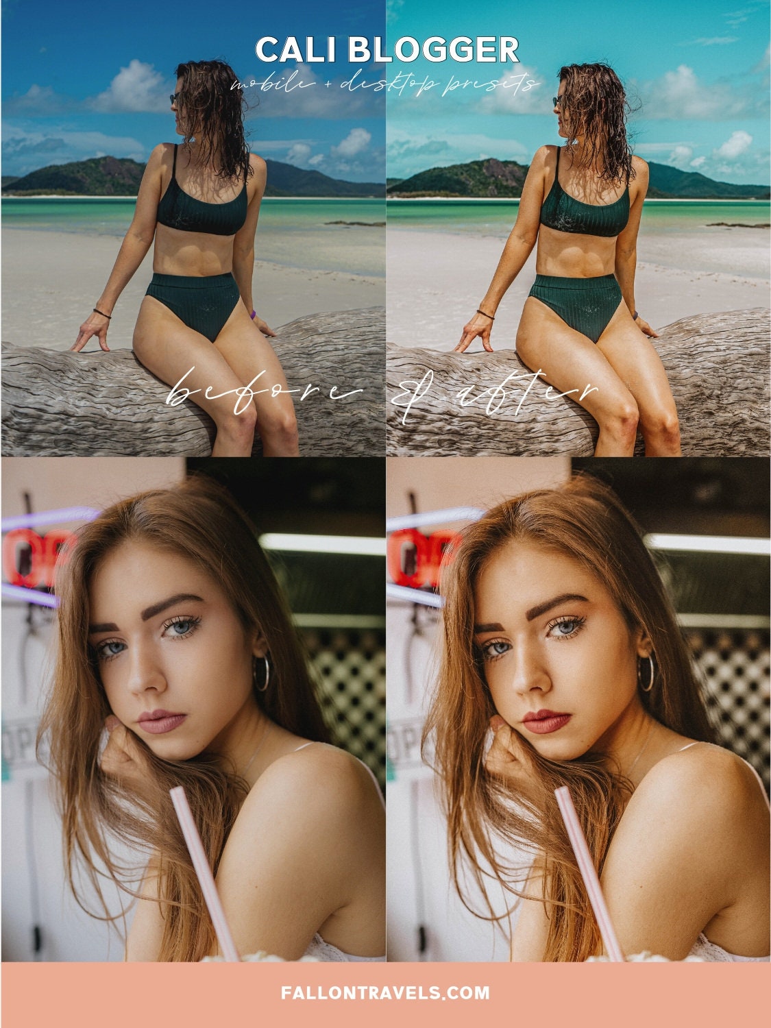 5 California Desktop & Mobile Lightroom Presets, Summer Travel Photo Editing Filter for Instagram, Lifestyle Influencer Preset for Bloggers