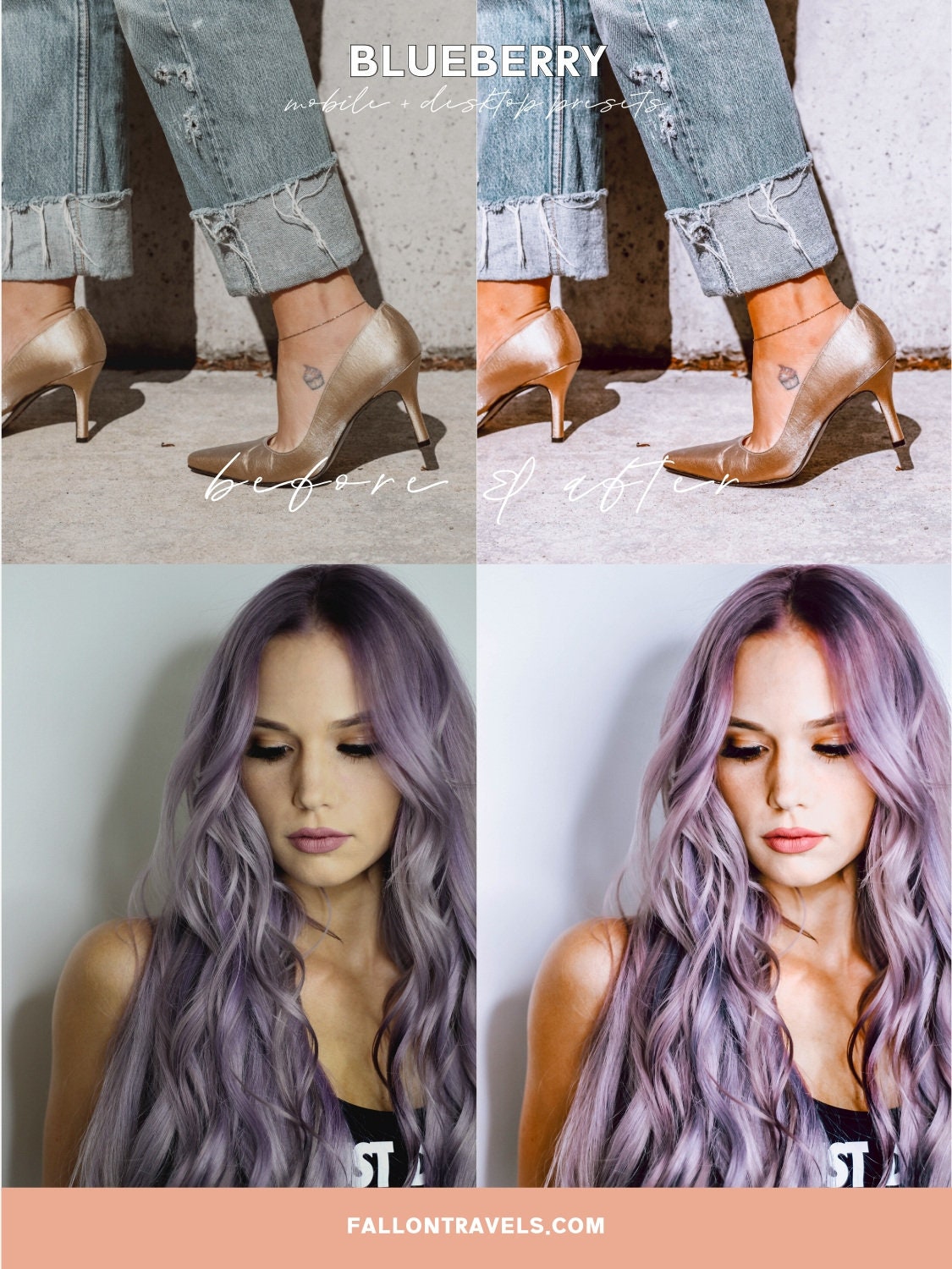 5 Blueberry Desktop & Mobile Lightroom Presets, Cool Tones Photo Editing Filter for Instagram Bloggers, Blue Clean Preset for Influencers