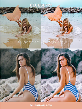 5 Blueberry Desktop & Mobile Lightroom Presets, Cool Tones Photo Editing Filter for Instagram Bloggers, Blue Clean Preset for Influencers